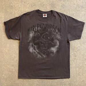 Harley-Davidson Shirt Mens Large Gray Jester Skull Graphic Biker Motorcycle